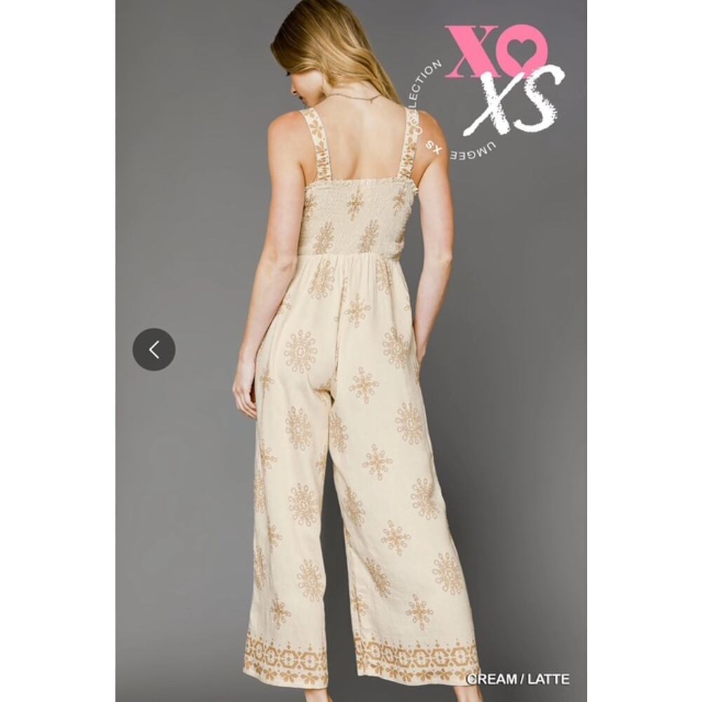 UMGEE - Boho Embroidered Smocked Jumpsuit - Medium - Picture 5 of 6